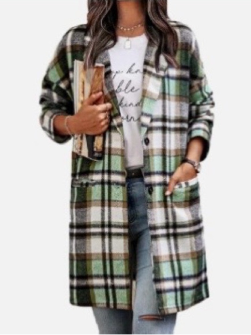 NWOT PrettyGarden Plaid Long Flannel Coat/Shacket